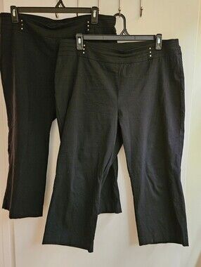 JM Collection Black Pull-On Pants Rivet Detail Size 2X Lot of 2